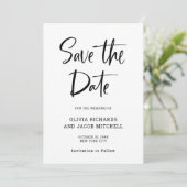 Modern en Elegant | Zwarte en witte bruiloft Save The Date (Staand voorkant)