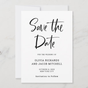 Modern en Elegant   Zwarte en witte bruiloft Save The Date