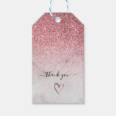 Modern en elegante roze gouden glitters witte marm cadeaulabel (Voorkant)