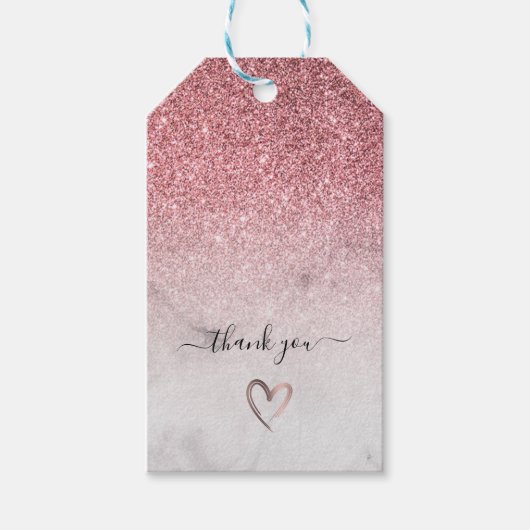 Modern en elegante roze gouden glitters witte marm cadeaulabel (Voorkant)