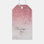 Modern en elegante roze gouden glitters witte marm cadeaulabel (Achterkant)