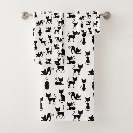 Modern en Fun Black Cat Bad Handdoek (Insitu)