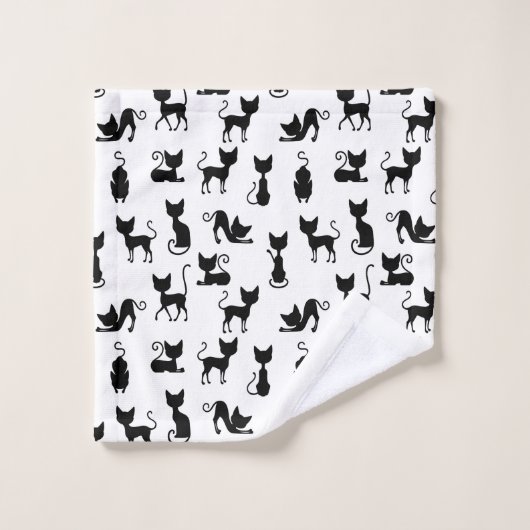 Modern en Fun Black Cat Bad Handdoek (Wasdoekje)