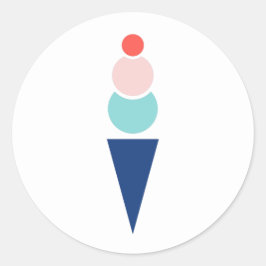 Modern en Fun Ice Cream in blauw en roze Ronde Sticker