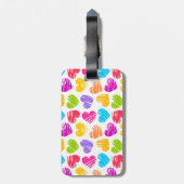 Modern en Girly Vibrant Doodled Hearts Pattern Bagagelabel (Achterkant verticaal)