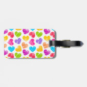 Modern en Girly Vibrant Doodled Hearts Pattern Bagagelabel (Achterkant horizontaal)