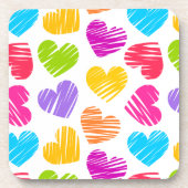 Modern en Girly Vibrant Doodled Hearts Pattern Drankjes Onderzetter (Voorkant)