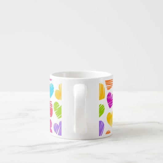 Modern en Girly Vibrant Doodled Hearts Pattern Espresso Kop (Achterkant)