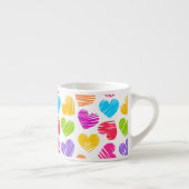 Modern en Girly Vibrant Doodled Hearts Pattern Espresso Kop (Rechts)