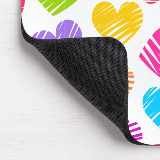 Modern en Girly Vibrant Doodled Hearts Pattern Muismat (Hoek)