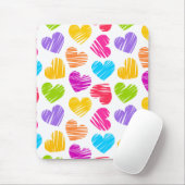 Modern en Girly Vibrant Doodled Hearts Pattern Muismat (Met muis)