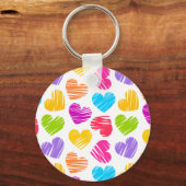 Modern en Girly Vibrant Doodled Hearts Pattern Sleutelhanger (Voorkant)