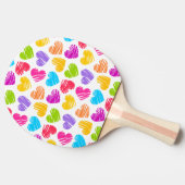 Modern en Girly Vibrant Doodled Hearts Pattern Tafeltennisbatje (Zijkant)