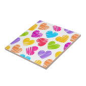 Modern en Girly Vibrant Doodled Hearts Pattern Tegeltje (Zijkant)