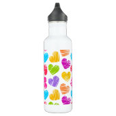 Modern en Girly Vibrant Doodled Hearts Pattern Waterfles (Rechts)