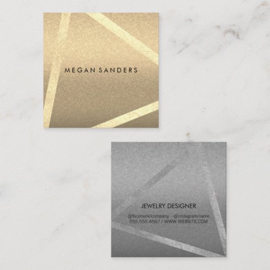 Modern en Glamor Vierkante Visitekaartje (Voorkant / Achterkant)