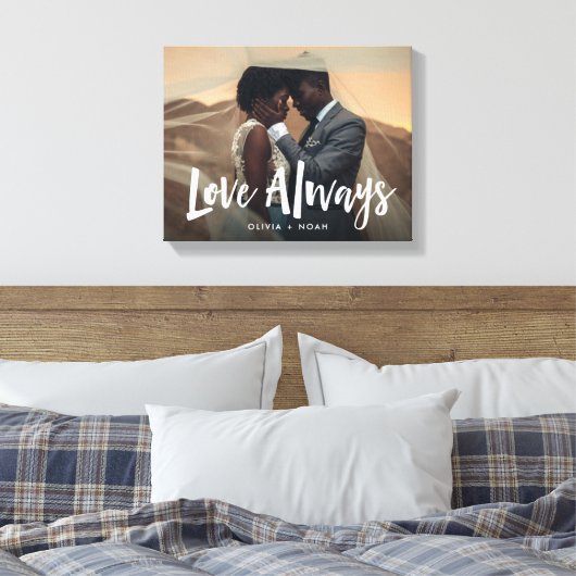 Modern en handgeschreven | Liefde altijd bruiloft Canvas Afdruk (Insitu (Slaapkamer))