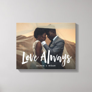 Modern en Handgeschreven Liefs altijd Trouwfoto Canvas Afdruk