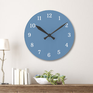 Modern en Hedendaags Stofblauw en Wit Ronde Klok