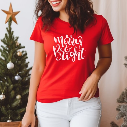 Modern en helder Modern script Rode vrouwen Kerstm T-shirt