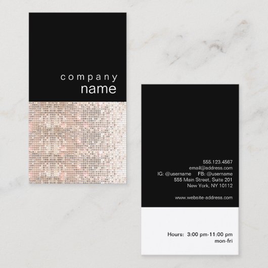 Modern en Hip FAUX Sequin Entertainer Visitekaartje (Voorkant / Achterkant)