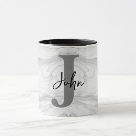Modern en Klassiek Marmer Monogram Letter J Mok
