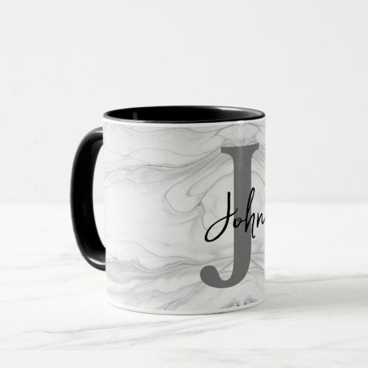 Modern en Klassiek Marmer Monogram Letter J Mok (Voorkant links)