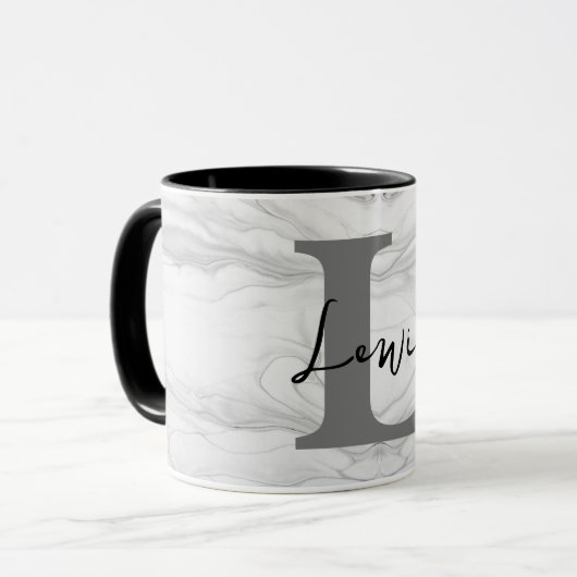 Modern en Klassiek Marmer Monogram Letter L Mok (Voorkant links)
