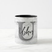Modern en Klassiek Marmer Monogram Letter U Mok (Midden)