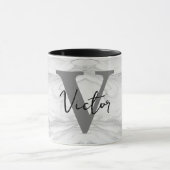 Modern en Klassiek Marmer Monogram Letter V Mok (Midden)