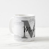 Modern en Klassiek Marmeren Monogram Letter M Koffiemok (Voorkant links)