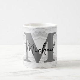 Modern en Klassiek Marmeren Monogram Letter M Koffiemok