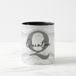 Modern en Klassiek Marmeren Monogram Letter Q Mok