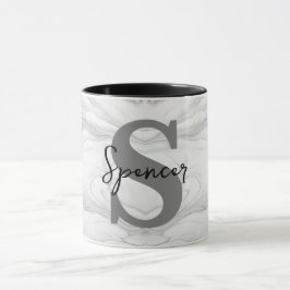 Modern en Klassiek Marmeren Monogram Letter S Mok