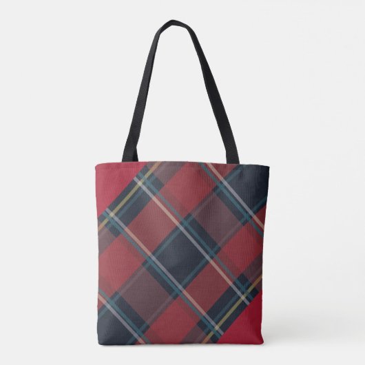 Modern en klassiek rood en blauw geplakt monogram tote bag (Achterkant)