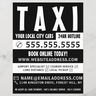 Modern en Kordaat, Taxi Bedrijf met Prijslijst Flyer
