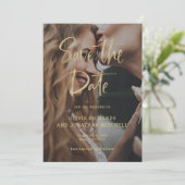 Modern en legant Gold | Aangepast fotohuwelijk Save The Date (Staand voorkant)