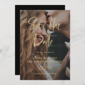 Modern en legant Gold | Aangepast fotohuwelijk Save The Date (Voorkant / Achterkant)