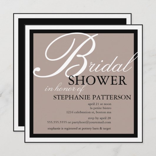 Modern en legant Vrijgezellenfeest in beige uitnod Kaart (Voorkant / Achterkant)