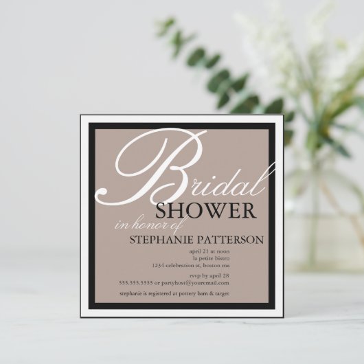 Modern en legant Vrijgezellenfeest in beige uitnod Kaart (Staand voorkant)