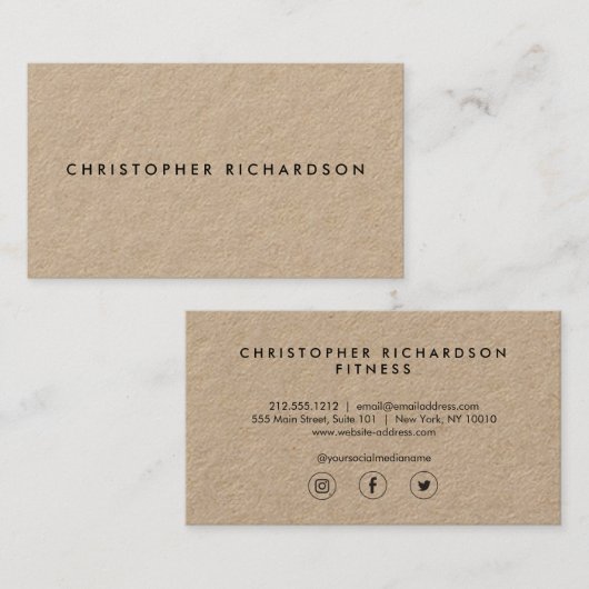 Modern en minimaal op Kraft Visitekaartje (Voorkant / Achterkant)