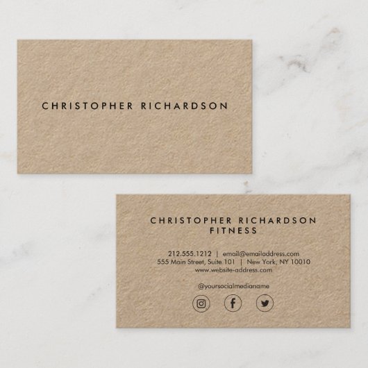 Modern en minimaal op Kraft Visitekaartje (Voorkant / Achterkant)