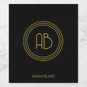 Modern en minimaal zwart & goud wijn etiket (Enkel label)