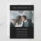 Modern en minimaal zwart | Twee foto's bruiloft Kaart (Voorkant)