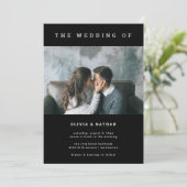 Modern en minimaal zwart | Twee foto's bruiloft Kaart (Staand voorkant)