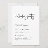 Modern en minimaal zwart-wit verjaardagsfeestje kaart (Voorkant)