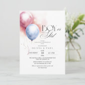 Modern en minimal balloons Gender Reveal Baby Kaart (Staand voorkant)