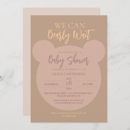 Modern en minimalistisch Beer Baby shower Kaart (Voorkant / Achterkant)