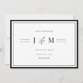Modern en minimalistisch blad save the date kaart