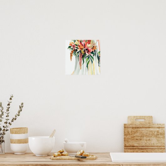 Modern en minimalistisch, Bruids Cascading Bouquet Poster (Keuken)